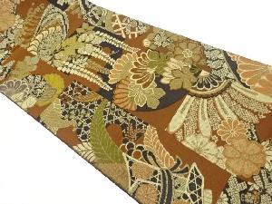 縞に花々・華文模様織出し袋帯